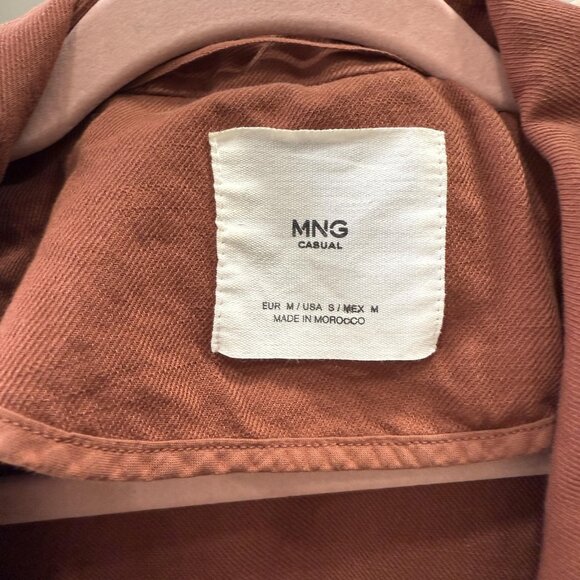 MNG Casual Coat Womens Small Rust Brown Long Trench 100% Cotton Duster - Picture 2 of 10